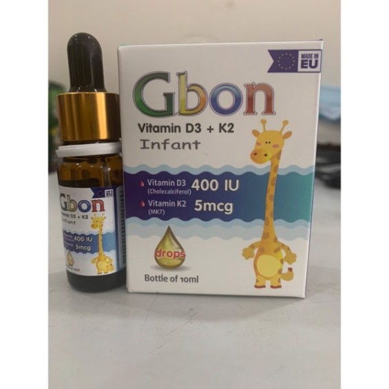 GBON VITAMIN D3 + K2 Bổ Sung Vitamin D3 Và K2 Tăng Cường Hấp Thu Canxi Giúp Xương Răng Chắc Khỏe Lọ 100ml