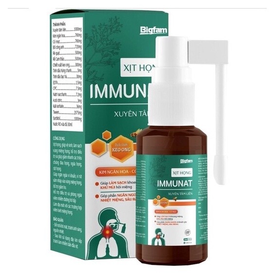 Xịt họng Immunat Bigfam - Giúp Vệ Sinh, Làm sạch Vùng Miệng Họng chai 30ml