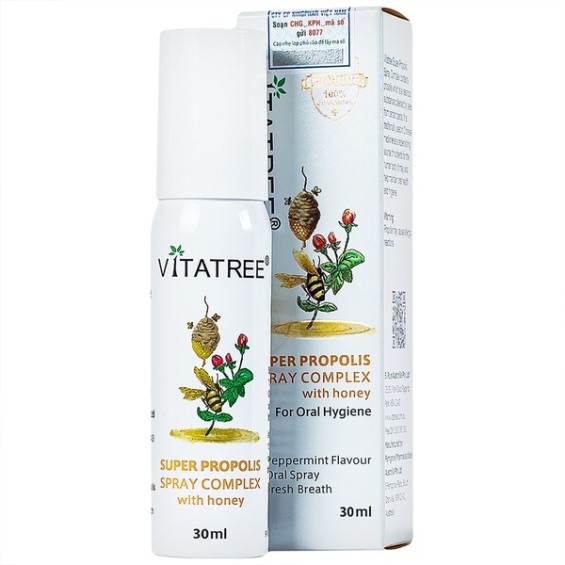 Xịt Họng Vitatree Super Propolis Spray Complex With Honey B.pure Giảm Đau Rát Họng Chai 30ml